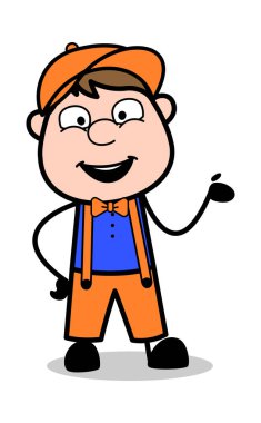 Sunum - Retro Karikatür Marangoz İşçi Vektör İllüstrasyon