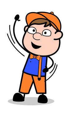 El Sallayarak - Retro Karikatür Marangoz İşçi Vektör İllüstrasyon