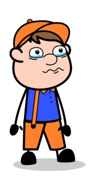 Duygusal - Retro Karikatür Marangoz İşçi Vektör İllüstrasyon