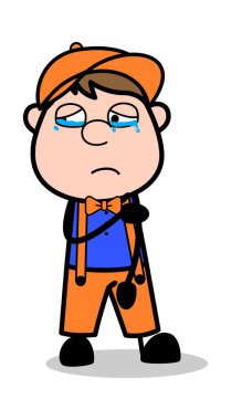 Duygusal - Retro Karikatür Marangoz İşçi Vektör İllüstrasyon