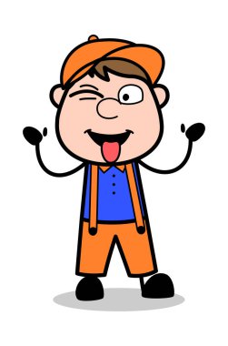 Alay etmek - Retro Cartoon Carpenter Worker Vector Illustration