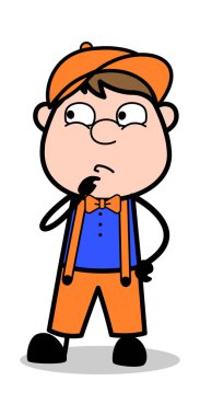 Yapma Planı - Retro Karikatür Marangoz İşçi Vektör İllüstrasyon