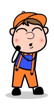 Lovely - Retro Cartoon Carpenter Worker Vector Illustration Çeviri: