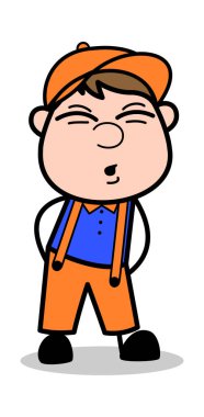 Ouch İfade - Retro Karikatür Marangoz İşçi Vektör Illustra