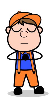 Dua Ediyorum - Retro Cartoon Carpenter Worker Vector Illustration