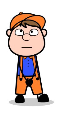 Suçsuz - Retro Karikatür Marangoz İşçi Vektör İllüstrasyon