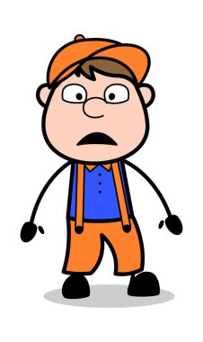 Korkmuş - Retro Cartoon Carpenter Worker Vector Illustration