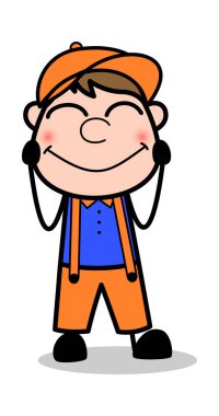 Kızarma İfade - Retro Karikatür Marangoz İşçi Vektör Illu