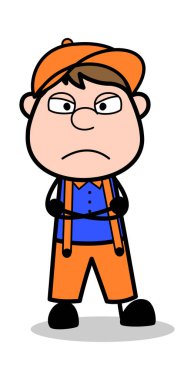 Tahriş - Retro Karikatür Marangoz İşçi Vektör İllüstrasyon