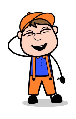 Neşeli - Retro Cartoon Carpenter Worker Vector Illustration