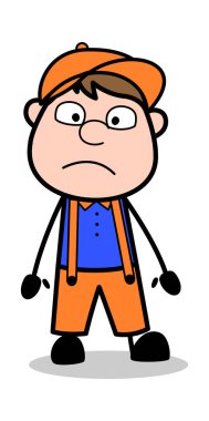 Speechless - Retro Karikatür Marangoz İşçi Vektör İllüstrasyon