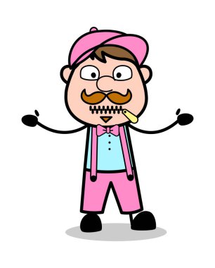 Fermuarlı Ağız - Retro Teslimatçı Tedarikçi Vektör İllüstrasyonu