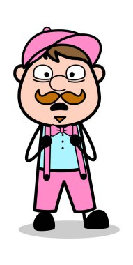 Panik - Retro Delivery Man Satıcı Vektör İllüstrasyon