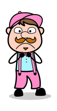 Horrified - Retro Delivery Man Satıcı Vektör İllüstrasyon