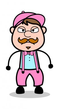 Angry Mood - Retro Delivery Man Satıcı Vektör İllüstrasyon