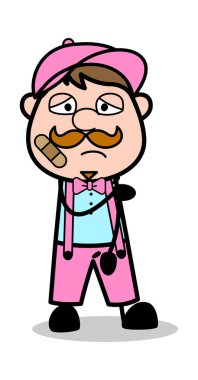 Yüzünde Bandaj - Retro Delivery Man Satıcı Vektör İllüstrasyon