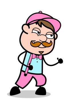 Yürüyüş Poz - Retro Delivery Man Satıcı Vektör İllüstrasyon