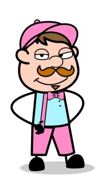 Simply Smiling - Retro Delivery Man Satıcı Vektör İllüstrasyon