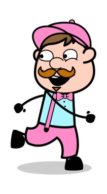 Koşu - Retro Delivery Man Satıcı Vektör İllüstrasyon