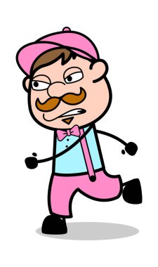 Koşu - Retro Delivery Man Satıcı Vektör İllüstrasyon