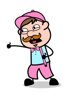 Delme - Retro Delivery Man Satıcı Vektör İllüstrasyon