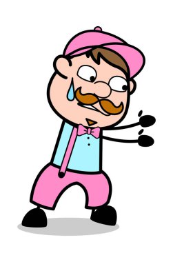 Tutunmaya Çalışmak - Retro Delivery Man Satıcı Vektör İllüstrasyon