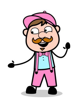 Dostluk El - Retro Delivery Man Satıcı Vektör İllüstrasyon