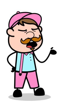 Yoksayma - Retro Delivery Man Satıcı Vektör İllüstrasyon