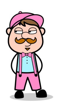 Rolling Eyes - Retro Delivery Man Satıcı Vektör İllüstrasyon