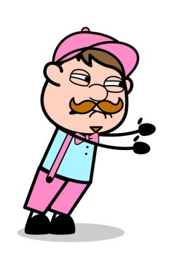 Itmeye çalışıyorum - Retro Delivery Man Satıcı Vektör İllüstrasyon