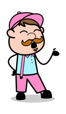 Talking Expression - Retro Delivery Man Satıcı Vektör Illustrati