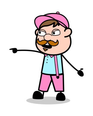 Birisine Gösteriliyor - Retro Delivery Man Satıcı Vektör Illustrati