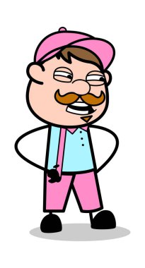 Konuşma Davranışı - Retro Delivery Man Satıcı Vektör İllüstrasyon