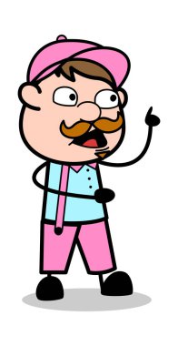 Konuşma Jesti - Retro Delivery Man Satıcı Vektör İllüstrasyon