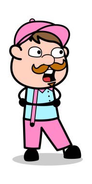 Şok - Retro Delivery Man Satıcı Vektör İllüstrasyon