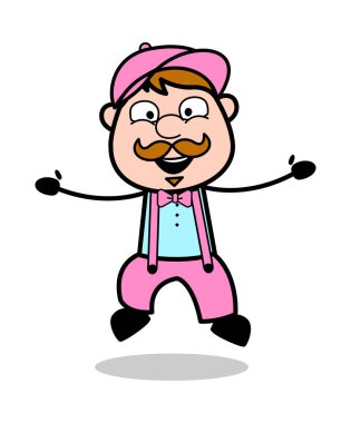 Açık Elle Atlama - Retro Delivery Man Satıcı Vektör Illus