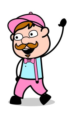 El Sallayarak - Retro Delivery Man Satıcı Vektör İllüstrasyon