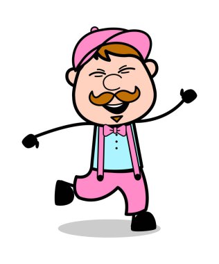 Neşeli - Retro Delivery Man Satıcı Vektör İllüstrasyon