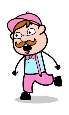 Gasping - Retro Delivery Man Satıcı Vektör İllüstrasyon