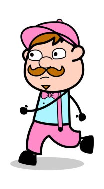 Yürüyüş Poz - Retro Delivery Man Satıcı Vektör İllüstrasyon