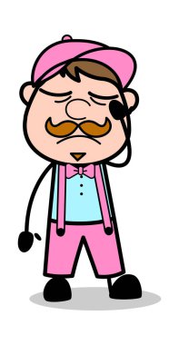 Depresif - Retro Delivery Man Satıcı Vektör İllüstrasyon