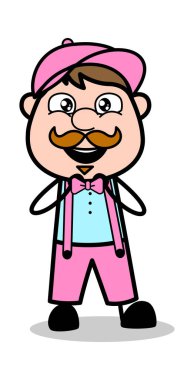 Umutlu İfade - Retro Delivery Man Satıcı Vektör Illustrati