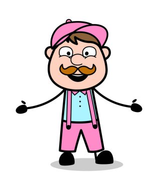 Hug Calling - Retro Delivery Man Satıcı Vektör İllüstrasyon