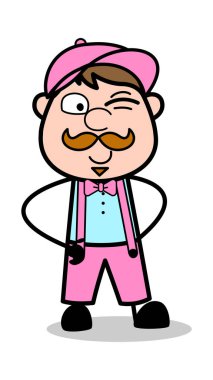 Göz Kırpma - Retro Teslimatçı Tedarikçi Vektör İllüstrasyonu