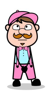 Rolling Eye - Retro Delivery Man Satıcı Vektör İllüstrasyon