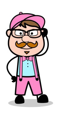 Cool Özellikleri - Retro Delivery Man Satıcı Vektör İllüstrasyon