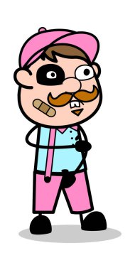 Yaralı Yüz - Retro Delivery Man Satıcı Vektör İllüstrasyon