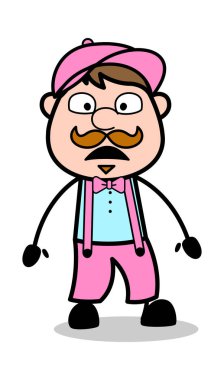 Stunned - Retro Delivery Man Satıcı Vektör İllüstrasyon