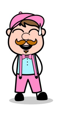 Yüksek Sesle Gülme - Retro Delivery Man Satıcı Vektör İllüstrasyon