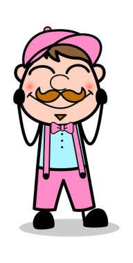 Blushing - Retro Delivery Man Satıcı Vektör İllüstrasyon